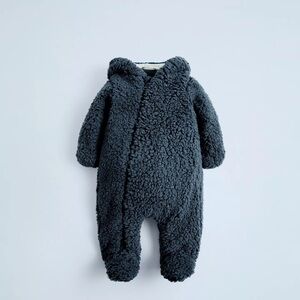 Zara Cozy blue Fleece Kids One Piece! NWOT 3-6m